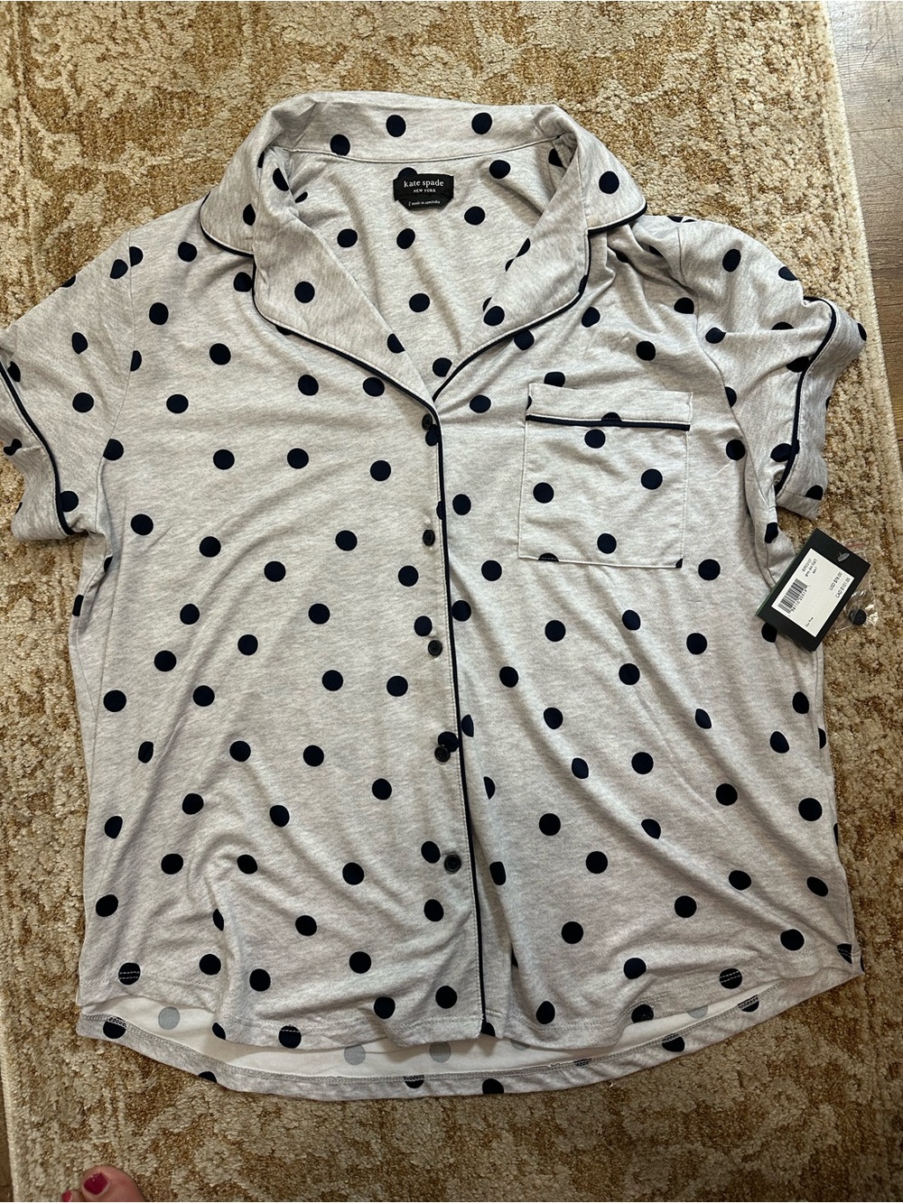 Kate Spade Womens Grey Polka Dot Short Sleeve Pajamas